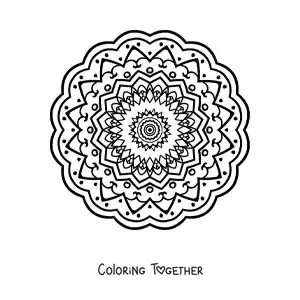 Coloring page of an abstract round mandala