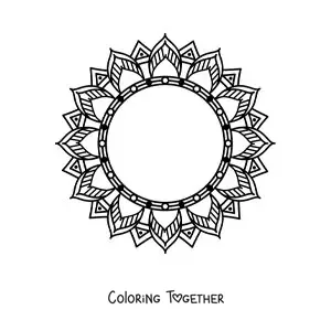 Coloring page of a circular flower mandala