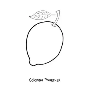 Coloring page of a whole lemon with a leaf