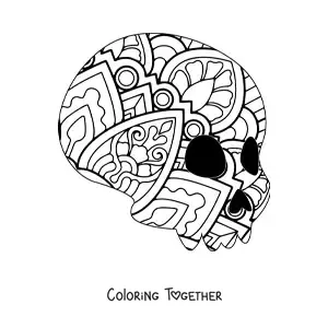 Coloring page of an easy skull mandala