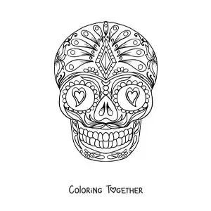 Coloring page of a Mexican skull mandala