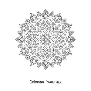 Coloring page of a Zentangle style Indian mandala