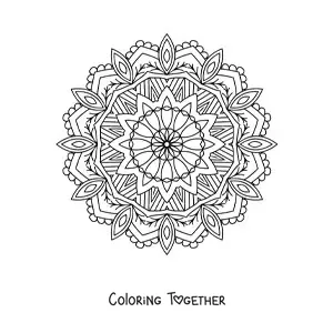 Coloring page of a Zentangle style Indian mandala