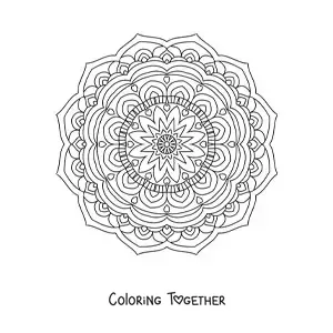 Coloring page of a Zentangle style Indian mandala