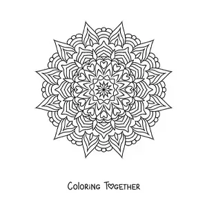Coloring page of a Zentangle style Indian mandala