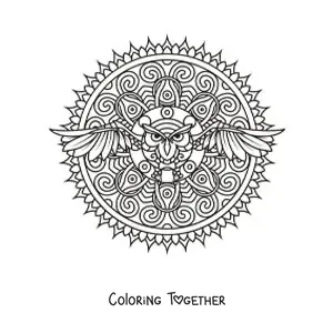 Coloring page of an owl mandala