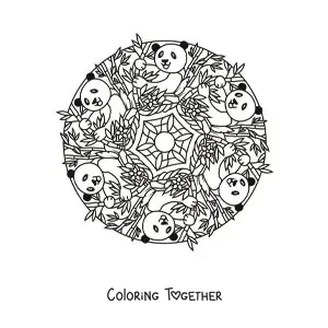 Coloring page of a panda mandala