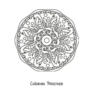 Coloring page of a seahorse mandala