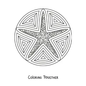 Coloring page of a Zentangle style starfish mandala