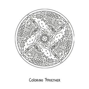 Coloring page of an iguana mandala