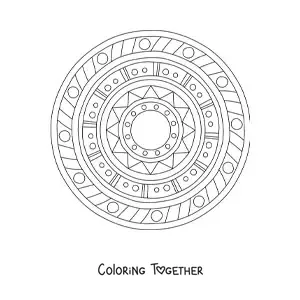 Coloring page of a mandala of flowers and leaves