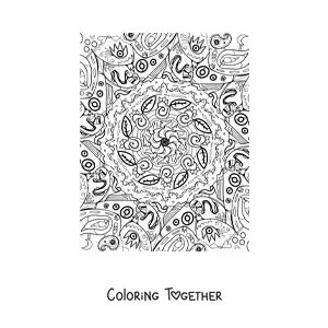 Coloring page of a Zentangle style leaf mandala
