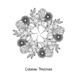 Coloring page of a flower mandala