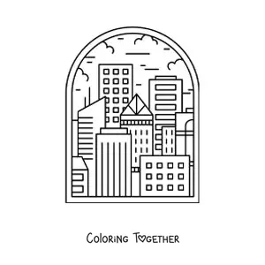 Coloring page of a city