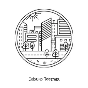 Coloring page of a city