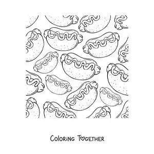 Coloring page of hot dogs
