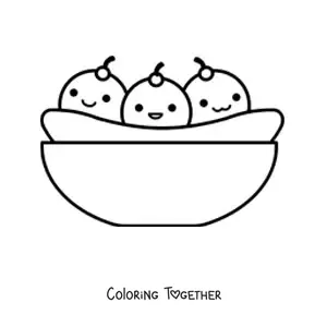 Coloring page of a kawaii cartoon banana split on a plate
