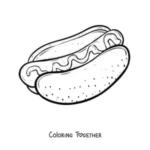 Coloring page of an easy hot dog