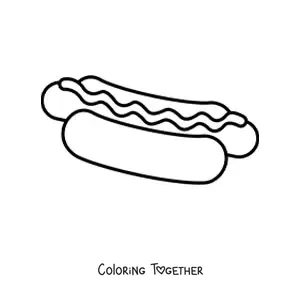 Coloring page of a simple hot dog