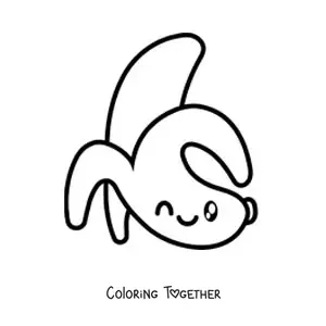 Coloring page of a kawaii banana winking