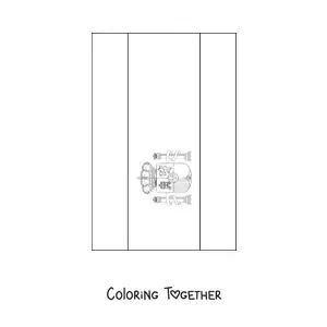 Coloring page of the vertical flag of Spain with a detailed coat of arms