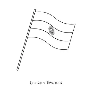 Coloring page of the flag of Argentina on a flagpole