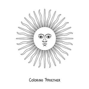 Coloring page of the sun on the flag of Argentina