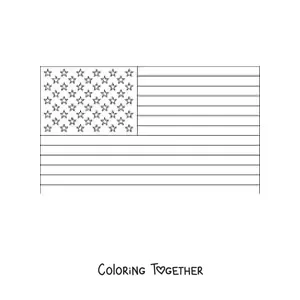 Coloring page of the horizontal flag of the United States