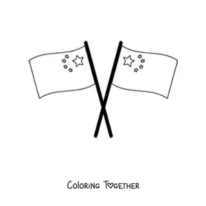 Coloring page of two flags of China