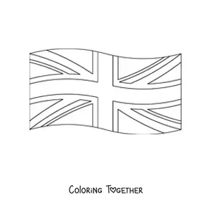Coloring page of the flag of the United Kingdom waving