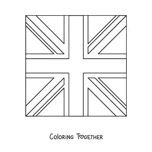 Coloring page of the flag of the United Kingdom as a square emoji