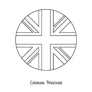 Coloring page of the flag of the United Kingdom as a round emoji