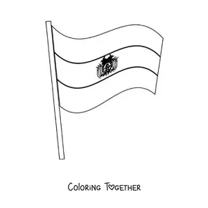 Coloring page of the flag of Bolivia waving on a flagpole