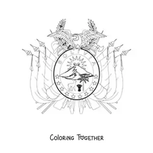 Coloring page of the coat of arms of the flag of Bolivia