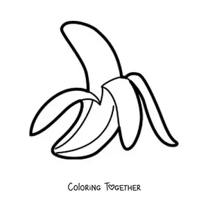 Coloring page of a banana with half its peel removed