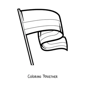 Coloring page of the flag of Colombia waving on a flagpole