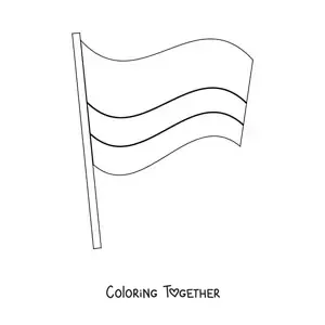 Coloring page of the flag of Colombia on a flagpole
