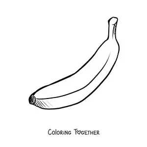 Coloring page of a banana with its peel on