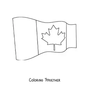 Coloring page of the flag of Canada waving