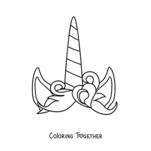 Coloring page of a unicorn's horn and ears