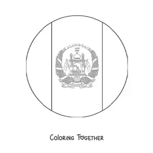 Coloring page of the flag of Afghanistan in a round emoji