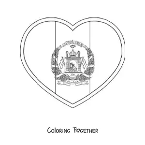 Coloring page of the flag of Afghanistan in a heart emoji