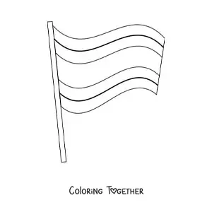 Coloring page of the flag of Costa Rica waving on a flagpole