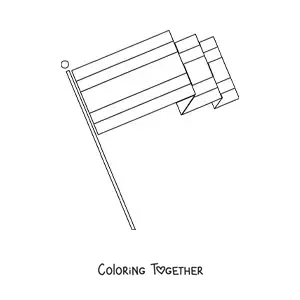 Coloring page of the flag of Costa Rica on a flagpole