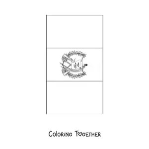 Coloring page of the vertical flag of Guatemala with coat of arms