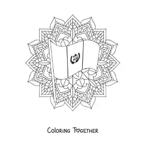 Coloring page of the flag of Guatemala with a mandala