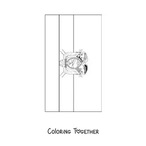 Coloring page of the vertical flag of Ecuador with coat of arms