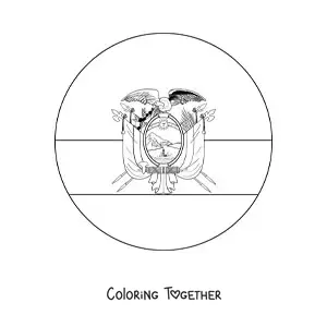 Coloring page of the flag of Ecuador in a round emoji
