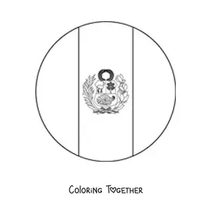 Coloring page of the round flag of Peru emoji