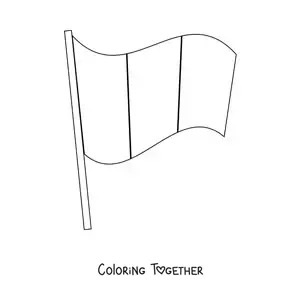 Coloring page of the flag of Peru without the coat of arms on a pole